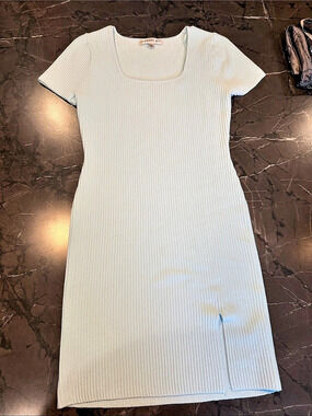 Ribbed Short Sleeve Mini Dress in Baby Blue Like New